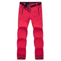 Outdoor Ski Hiking Pants Women Warm Fleece Padded Windproof Trousers Waterproof Red,3XL
