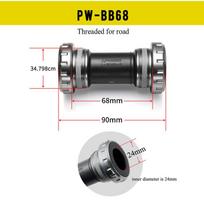Prowheel Bicycle Bottom Bracket BB68+ For MTB Mountain Road Bike Screw Type Crankset 24/44 MM Aluminum Central Axis Ultralight Threaded for Road