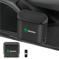 ABS Press Type Car Trash Can Hanging Trash Can Dust Box Storage Box For Skoda S Octavia VII Rapid Fabia Kodiaq Karoq Kamiq Rapid 1PCS