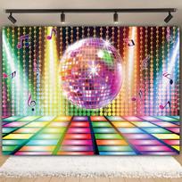 Vintage Disco Sparkle Buji Music Ball Party Background Cloth, Adult Birthday Party, Family Party Decoration Photography Backdrop Vinyl 75X50cm