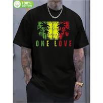 European sizes Men's Reggae Rasta TshirtA Love Palm Tree Design Black with Green Yellow and Red Stripes High Qu0129 Vintage Colorful S
