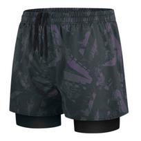 Men Swim Shorts Slim Fit Double Layers Quick Dry Conservative Breathable Swimming Elastic Waist Printed Swimming Trunks Water Sports Clothes 3XL