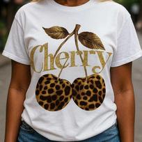 Leopard print cherry gold printed Unisex's T-shirt S