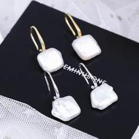 Dongdaemun 925 Sterling Silver Geometric Shell Drop Earrings 925 Sterling Silver