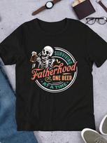 Manfinity Dauomo Casual  One Beer At A Time, Live As A Dad  Funny Skeleton Letter Print T-Shirt For Unisex XXXL