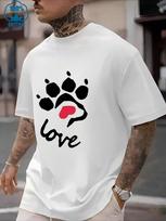 Unisex's Casual Crew Neck Short Sleeve Paw Love Print T-Shirt S