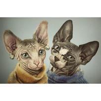 Visas 5D „pasidaryk pats“ deimantinis paveikslas Dviejų gyvūnų kačių siuvinėjimas Siuvinėjimas kryželiu namų dekoras rankų darbo dovana 25x30cm gray