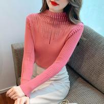 Half High Collar Bottoming Tops Women Long Sleeve Pullovers Autumn And Winter 2023  Slim Fit Sweater Solid Clothes 29091 One Size