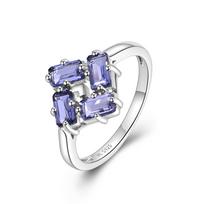 925 Sterling silver fine Ring Nautral iolite oct 3*5mm Gemstone fine jewelry for women wife birthday party gift us ring size 6#