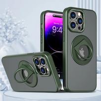 Magnetinis Žiedo Laikiklis Telefonų Dėklai IPhone 15 12 13 14 Pro Max Dangtelis Su Anga MagSafe Belaidžiam Įkrovimui Smūgiams Atsparus Korpusas For iPhone 15 pro tamsiai žalia spalva