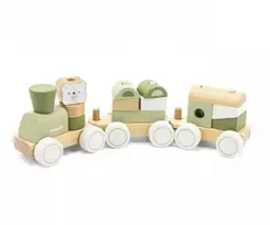Viga Toys „Viga Polarb“ žaliojo traukinio traukinys su vagonų blokais
