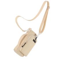 Portable Water Bottle Carrier Bag Travel Small Crossbody Shoulder Phone Pocket Bag with Cup Water Bottle Holder Pouch smėlis