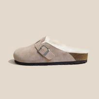 fashion Shevalues Fur Classic Clogs For Women Winter New Fashion Cork Insole Plush Slipper With Arch Support Cozy Home Furry Suede Mules 37