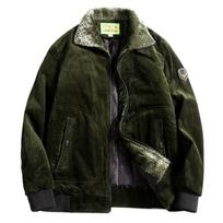 Men's Winter Corduroy Cotton Coat Stand Collar Casual Cotton Jacket Top Warm Cotton Coat XS