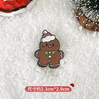 Original Christmas Brooch Japanese Cute Cartoon Gingerbread Man Metal Badge Elk Pin Assembly Ornament