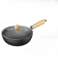 Mini geležinis puodas indukcinei viryklei, buitinis wokas, specialus wokas dujoms, keptuvė, plokščiadugnis nelipnus puodas be dangos 20cm