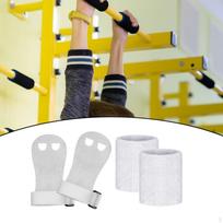 Children's Gymnastic Hand Grips Gloves with Adjustable Wristband White L
