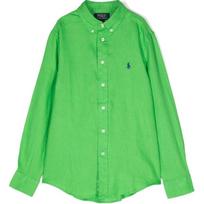 Polo Ralph Lauren Shirt Ss22 Solid Color Logo Pony Embroidery Single-Breasted Long Sleeve Kids Kids shirts 323865270-009 M