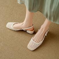 Krazing Pot Microfiber Weaving Summer Size 41 Med Heels Slingback Party Shoes Women Square Toe Gladiator Hollow Out Pumps 35 dramblio kaulas