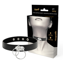 Coquette Accessories Coquette Chic Desire Vegan Leather Choker Double Ring Juodas 400mm