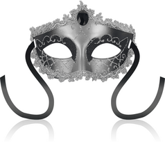 Ohmama Masks OHMAMA Juodas Diamond Gray Mask - Decorative Rigid Unisex Venetian Style