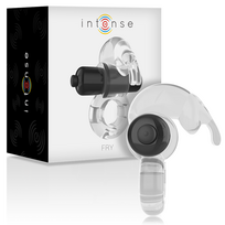 Intense Couples Toys Intense FRY Transparent Vibrating Ring IPX7 Atsparus vandeniui Flexible ABS
