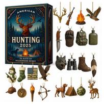 American Hunting Advent Calendar 2025 24 Days Christmas Countdown with 2D Hunting-Themed Surprises And Mini Survival Charms A