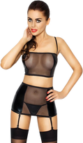Passion Woman Sets Passion Sayla Lingerie Set Juodas L/XL - Top, Thong & Garter Belt