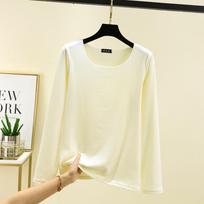 Women's Autumn/Winter Plus Size Fleece-Lined Brushed Round Neck Base Layer Top - Solid Color Warm Innerwear L