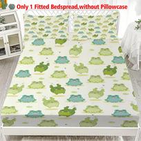 1 Frog Pattern digital printed frosted Fitted Sheet,bedroom printed bed cover, bedding(No pillowcase) 99x190x25cm