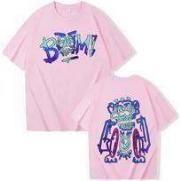 Hot Anime Arcane Jinx Graffiti T-shirt Man Women Harajuku O-neck Summer Casual Shirt S rožinė
