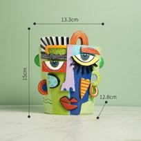 Resin Abstract Art Painted Flower Pot Colorful Figures Facial Sculpture Human Face Flower Pot Maya Statue Home Garden Decoration