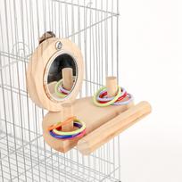 Bird Stand  Perch With Mirror Stacking Rings Intelligence Training Puzzle Toys Chew Toys For Parrot Stacking Rings Mirror