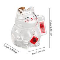 New Lucky Cat Piggy Bank Glass Cartoon Money Jar Clear Mini Golden Bean Storage Bottle for Living Room Office Decor