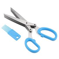 Stainless Steel 5 Layers Kitchen Scissors Scallion Sushi Shredded Tool(Yellow)