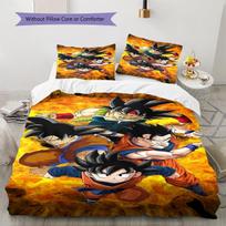 Dragon Ball Super Pattern Bedding,Quilt Set Quilt Cover Pillowcase Home Birthday Gift (1 * duvet cover + 2 * pillowcase, without core) 135x200cm