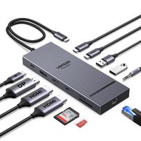 UGREEN Revodok Pro Triple 4K Docking Station with 2 2x10Gbps USB 2xUSB 100W PD Fast 1000Mbps and USB C Hub for and More 12-in-1 HDMI+DP, C, 2.0A,
