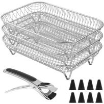 Air Fryer Rack for Ninja Dual Basket, 3 Layers, 304 Stainless Steel Stacking Bacon Racks Accessories for Ninja Double Drawer