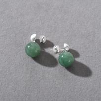 Light Luxury Natural Green Dongling Color Matching Beaded Bracelet Necklace Niche Design Sense Dopamine S925 Silver Needle Earrings Women