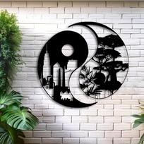 Yin Yang Wall Art Metal Sculpture Pair 15.7 Inch Indoor Outdoor Decor Garden Home Gift TY6970