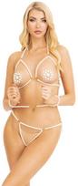 Leg Avenue Kink Leg Avenue 3-Piece Pearl Accent Lingerie Set with Chain Details, One Size