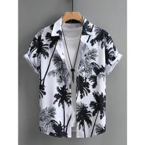 Hawaiian Shirt Man Print Casual Thin Beach Slim Shirt Black Social Vintage Funny Oversized Clothes XXS