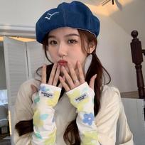 Sports Ice Arm Summer Printed Half Finger Gloves UV Sun Protection Cuff Cover Thin Long Gloves Elastic Sunscreen Sleeves