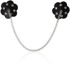 Ohmama Fetish OHMAMA Petal Nipple Shield with Chain, Juodas, Nickel-Free Design