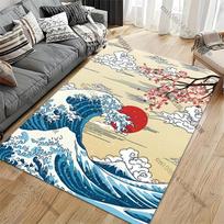 15 Sizes Japanese Style Kanagawa Pattern Rug for Living Room Area Carpet Bathroom Mat Creative Doormat Bedroom Mat Home Décor 40x60cm