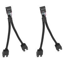 Computer Motherboard USB 2.0 9Pin to Dual 9 Pin Extension Cable Black