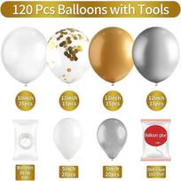 120PCS gold silver white latex balloon set suitable for birthday parties, weddings, Valentine's Day party decorations Other