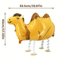 1Pcs Walking Camel Balloon, Novelty Standing Aluminum Foil Balloons with Rope, Desert Theme Party the Middle East Decor Gifts 1pcs