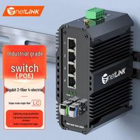 netLINK HTB-6000 Industrial Gigabit PoE Switch 2 Fiber 4 Electrical, Single-Mode Single-Fiber AB
