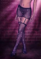 CalExotics Radiance Garter Skirt with Rhinestone Thigh Highs, Juodas, One Size